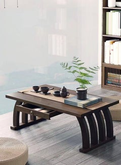 اشتري 1-Piece Japanese Low Table Floor Tea Table Altar Table for Meditation Wooden Coffee Table Writing Desk Suitable for Living Room Dining Room Home Decoration 60x37x31 cm في الامارات