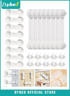 Buy 26-Piece Child Safe Set, included 10 PCS Baby Proofing Plug Covers and 16 PCS Infant Safety Strap Locks Child Locks for Cabinets and Drawers, Toilet, Fridge & More in Saudi Arabia