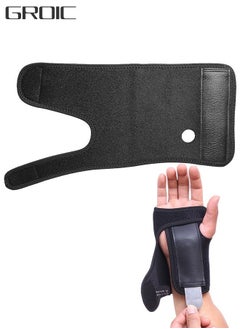 Buy One Pair Wrist Brace Straps Sports Fixed Protection Steel Plate Palm, Removable Support Metal Sheet Black in Saudi Arabia