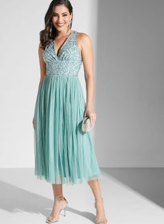 Buy Sequin Detail Pleated Dress in UAE