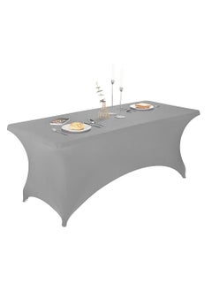 اشتري Spandex Tablecloths for 6 ft Home Rectangular Table Fitted Stretch Table Cover Polyester Tablecover Table Toppers في الامارات