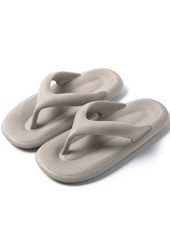 Buy Comfortable Solid Color Thick Soled Flip Flops Indoor Outdoor Non Slip Flip Flops Grey in UAE