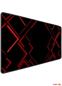 اشتري Extended Gaming Mouse Pad with Stitched Edges Durable Non-Slip Natural Rubber Base  Waterproof Computer Keyboard Pad Mat For Esports Pros Gamer Desktop Office Home Black Red في الامارات