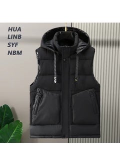 Buy Mens Autumn Winter Cotton Vest Trendy Warm Sleeveless Jacket Black in Saudi Arabia