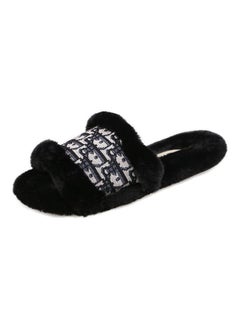 Buy Soft Sole Fashion Waterproof Printed Bedroom Slippers Black in Saudi Arabia