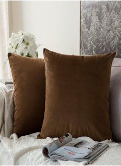 اشتري MIULEE Pack of 2, Velvet Soft Solid Decorative Square Throw Pillow Covers Set Cushion Case for Sofa Bedroom Car 18 x 18 Inch 45 x 45 Cm في الامارات