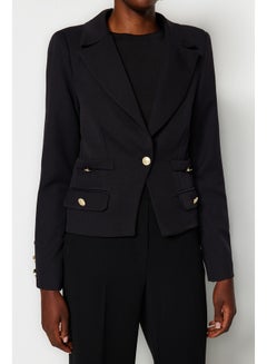 Buy Black Regular Lined Woven Blazer Jacket TWOAW24BC00014 in Egypt