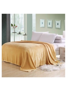 Buy Silky Plain Microfiber Bed Blanket Single Size Beige in UAE