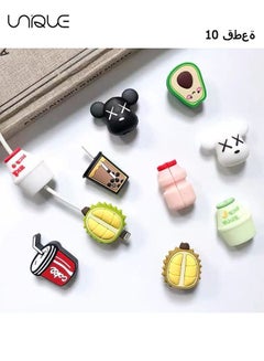 Buy 10Pcs Random tyle Lovely Cable Protector, Cable Saver, Fruit Animal Charging Cable Buddies, Universal cable protector for Android and iPhone in UAE