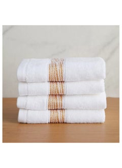 Buy Barbados 600 GSM Turkish Cotton 4-Piece Fingertip Towel Set 30x30cm. in Saudi Arabia