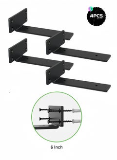 Buy 4 Pack Shelf Brackets  6 Inch Floating Shelf Bracket 1/5 inch Thick Heavy Duty Hidden Shelf Brackets Iron Metal Brackets for Shelf Support with Screw Included -15cm in Saudi Arabia