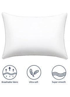 Buy Solid Color Soft Hotel Pillow 1KG Queen, Breathable Soft Microfiber Filled Sleeping Pillow White 50x75cm in UAE