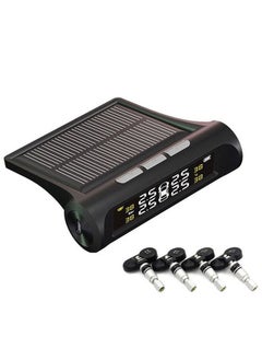 اشتري Tire Pressure Monitor, Solar Wireless Car Tire Monitoring System with 4 External Sensors, 6 Alarm Modes Real Time Monitoring في السعودية