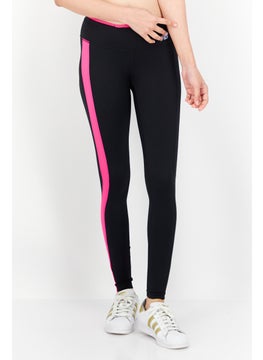 اشتري Women Sportswear Fit Brand Logo Training Tights, Black and Pink في الامارات