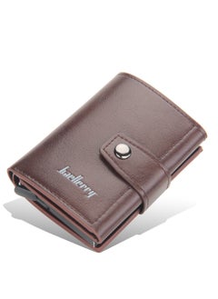 Buy Baileeri Men's 2 x 1 Leather Snap On Wallet Card Holder with Aluminum Card Holder Auto Button for Graduating Exit Cards Holder Holder for Up to 7 Cards and Money Pocket (BROWN) in Egypt