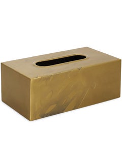 Buy Sujj Tissue Box Cover, Gold - 26x10 cm in UAE