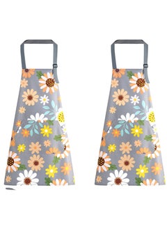 اشتري SYOSI 2 Pcs Kitchen Waterproof Aprons, Kitchen Aprons for Women Adjustable Floral Aprons with Pockets Kitchen Cooking Apron for Cooking, BBQ, Baking, Gardening, Household Cleaning, Restaurant في الامارات