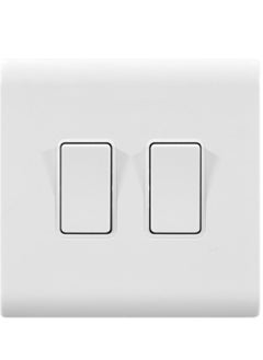 Buy MODI 2 Gang 2 Way Switch Socket WHITE 10A in UAE