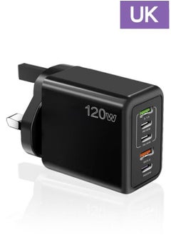 Buy 120W UK 5 Ports Multifunctional Super Fast Charging Adapter Mobile Phone Charger Travel Power Adapter Black in Saudi Arabia