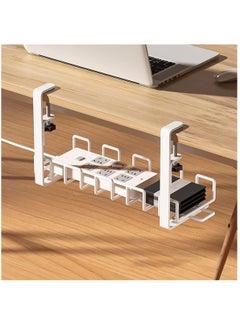 Buy Cable Management Tray, Adjustable Wire Management Rack Clamp Mount System, Under Desk Wire Cable Holder Office, Home, Kitchens (White) in Saudi Arabia