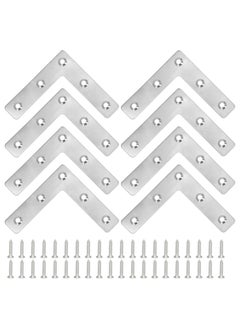 Buy 8pcs Flat Corner Brace with Screws, Stainless Steel L Shape 90 Degree Right Angle Brackets for Wood Desk Chair Cabinet Drawer Closet Frame Furniture Joint Repair (80x80x1mm) in UAE