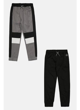 اشتري Kids Boy 2 Plain Jogger Pants, Black/Grey Combo في الامارات