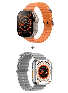 Buy Pack of 2 Orange + Grey Watch 8 Z66 Ultra Smart Watch Unisex Series 49mm 2 Inch Amoled Bluetooth Calling Health Fitness And Sports Watch in UAE