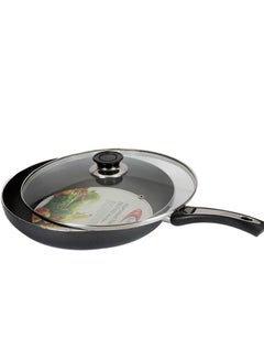 Buy Aluminium Non-stick Opera Frypan With Glass Lid Black 22CM in UAE