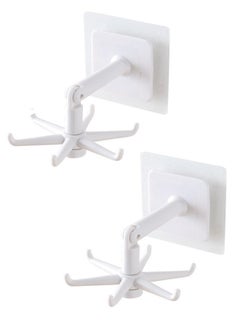 Buy 2 Pcs Hexagonal Hooks Require No Nails or Holes Rotatable Sticky Hooks Kitchen Supplies Rotating Hooks White in Saudi Arabia