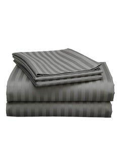 اشتري COMFY 3 PC STRIPED HOTEL QUALITY 300TC BEDSHEET SET WITH 2 PILLOW COVERS GREY في الامارات