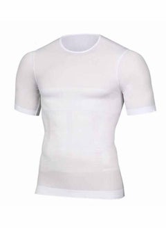 Buy Short Sleeve Belly And Stomach Shapewear Undershirt White for Men in Saudi Arabia