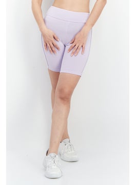 اشتري Women Brand Logo Biker Shorts, Lavender في الامارات