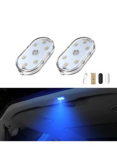 اشتري Car LED Lights, Interior Portable Small Incar LED Touch Lights with 6 Bright LED Lamp Beads, USB Rechargeable Lighting Light Car Emergency Light (Blue Light) في السعودية