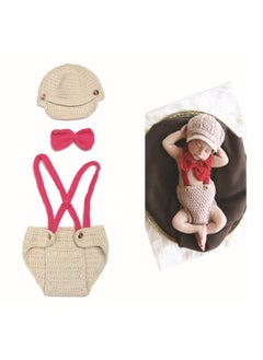 Buy 3-Piece Handmade Crochet Knitted Baby Props Outfit Set - B in UAE