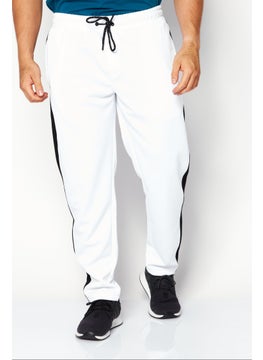 Buy Men Regular Fit Brand Logo Sweatpants, White/Black in Saudi Arabia