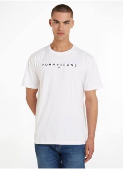 Buy Men's Logo Crew Neck T-Shirt -  Pure cotton, White in UAE