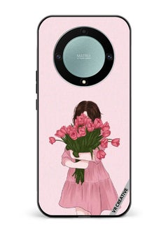 Buy Protective Case Cover For Honor X9b Girl Hugging Bouquet Design Multicolour in UAE