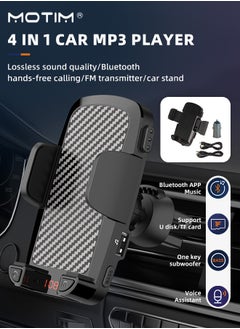 اشتري FM Transmitter Upgraded Bluetooth FM Transmitter Wireless Radio Adapter Car Kit with Phone Car Holder Mount MP3 Player Support TF Card & USB Disk Compatable with Devices Between 4.7-6.8 Inch في السعودية