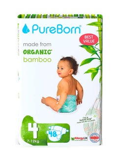 Buy Natural Bamboo Baby Disposable Size 4 Diapers Nappy Twin Value Pack From 7 to 12 Kg  48 Pcs Tropic Print Super Soft Maximum Leakage Protection New Born Essentials Eco Friendly in UAE