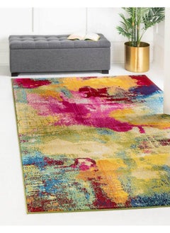 Buy Estrella Collection Colorful Abstract Watercolor Modern Eclectic Area Rug 3 Ft 3 In X 5 Ft 3 In Multi Beige in UAE