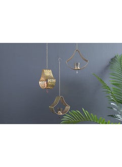 اشتري Marrakech Cutwork T Light Holder Hanging 22x8x59Cm Gold/Clear في الامارات