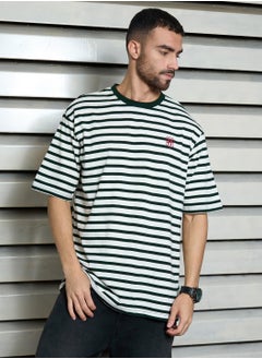 اشتري Relaxed Black T-Shirt for Men, Striped with Pockets في الامارات