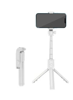 Buy Tripod Stand With Selfie Stick 2-in-1 Portable Lightweight Extendable 71cm Long With Wireless Bluetooth Remote Control Compatible with Android and Apple Devices White in Saudi Arabia