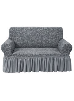Buy Jacquard Fabric Stretchable Two Seater Sofa Cover Grey in UAE
