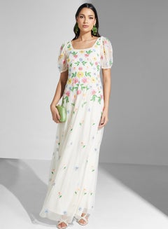 white embroidered dress amazon Vine Embroidered Midi Dress main image 0