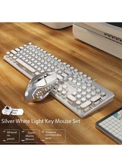 Buy Gaming Wire Keyboard And Mouse Set Retro Punk Typewriter Style Mechanical Keyboard With RGB Backlight in UAE