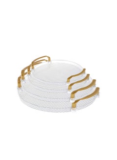 Buy Clear Acrylic Serving Trays Set With Golden Acrylic Handles, Multipurpose (Serving, Cosmetics And Snacks Trays) - 4 Pieces Set in Egypt