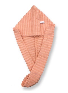 Buy Ribbed Cotton Hair Towel Wrap Coral in UAE