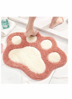 اشتري Pink Fun Bathroom Rug Non-Slip Washable Chic Cute Cat Paws Feet Shaped Soft Bath Rugs Mat Machine Wash Carpet for Bedroom Tub Shower and Indoor Decorative Home Entrance Doormat في الامارات