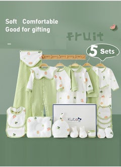 اشتري 22pcs Olive Green Cotton Baby Gift Box Newborn Carryover Clothing Gift Set في الامارات